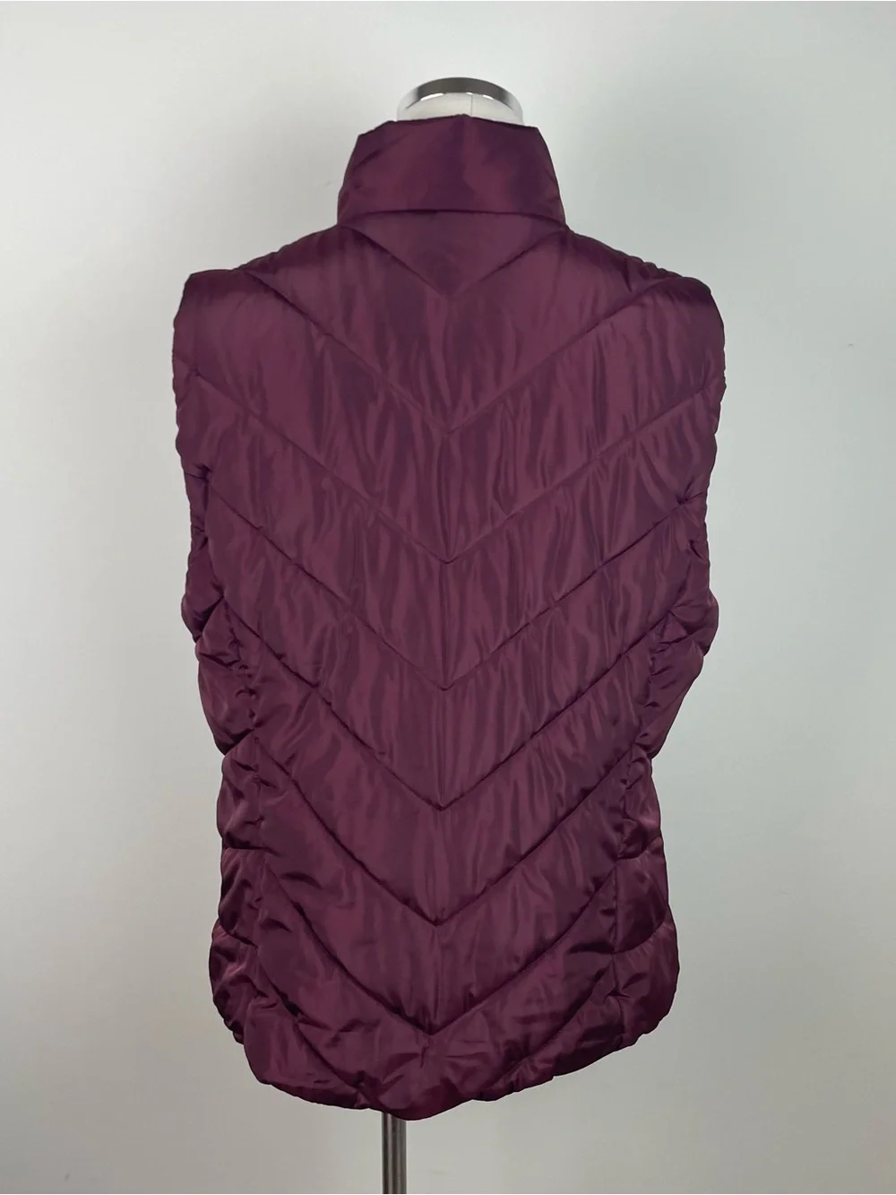 Michael Kors Solid Burgundy Red Gold Full Zip Puffer Vest Women XL Extra Large